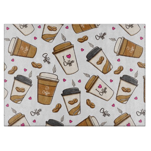 Kaffeekuchen, Kaffeebohnen, Kaffee Lover, Herzen Schneidebrett (Vorderseite)