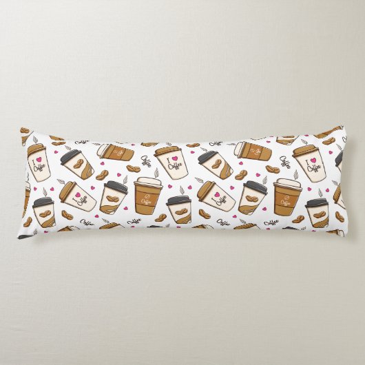 Kaffeekuchen, Kaffeebohnen, Kaffee Lover, Herzen Seitenschläferkissen (Vorderseite)