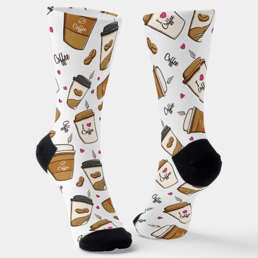 Kaffeekuchen, Kaffeebohnen, Kaffee Lover, Herzen Socken (Gewinkelt)