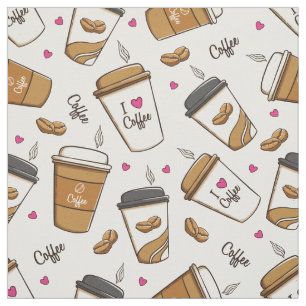 Kaffeekuchen, Kaffeebohnen, Kaffee Lover, Herzen Stoff