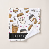 Kaffeekuchen, Kaffeebohnen, Kaffee Lover, Ihr Name Badhandtuch Set (Waschlappen)