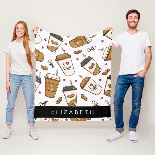 Kaffeekuchen, Kaffeebohnen, Kaffee Lover, Ihr Name Fleecedecke (Beispiel)