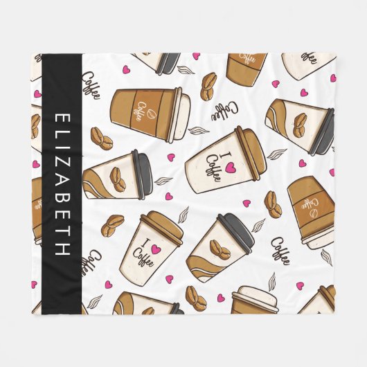 Kaffeekuchen, Kaffeebohnen, Kaffee Lover, Ihr Name Fleecedecke (Vorderseite (Horizontal))