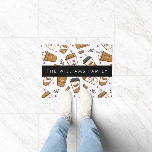 Kaffeekuchen, Kaffeebohnen, Kaffee Lover, Ihr Name Fußmatte (Indoor)