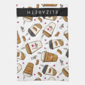 Kaffeekuchen, Kaffeebohnen, Kaffee Lover, Ihr Name Geschirrtuch (Vertikal)