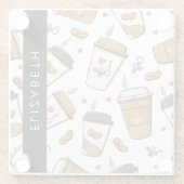 Kaffeekuchen, Kaffeebohnen, Kaffee Lover, Ihr Name Glasuntersetzer (Rückseite)
