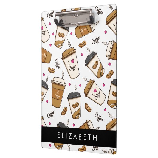 Kaffeekuchen, Kaffeebohnen, Kaffee Lover, Ihr Name Klemmbrett (Links)