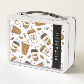 Kaffeekuchen, Kaffeebohnen, Kaffee Lover, Ihr Name Metall Brotdose (Rückseite)