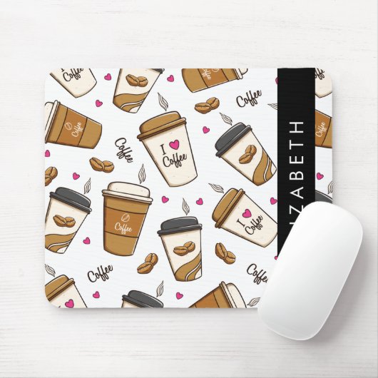 Kaffeekuchen, Kaffeebohnen, Kaffee Lover, Ihr Name Mousepad (Mit Mouse)