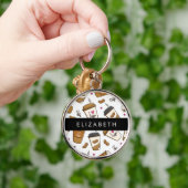 Kaffeekuchen, Kaffeebohnen, Kaffee Lover, Ihr Name Schlüsselanhänger (Hand)