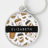 Kaffeekuchen, Kaffeebohnen, Kaffee Lover, Ihr Name Schlüsselanhänger (Vorne)