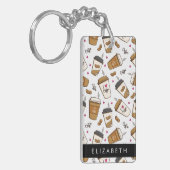 Kaffeekuchen, Kaffeebohnen, Kaffee Lover, Ihr Name Schlüsselanhänger (Vorderseite links)