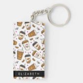 Kaffeekuchen, Kaffeebohnen, Kaffee Lover, Ihr Name Schlüsselanhänger (Rückseite)