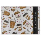 Kaffeekuchen, Kaffeebohnen, Kaffee Lover, Ihr Name Schneidebrett (Vorderseite)