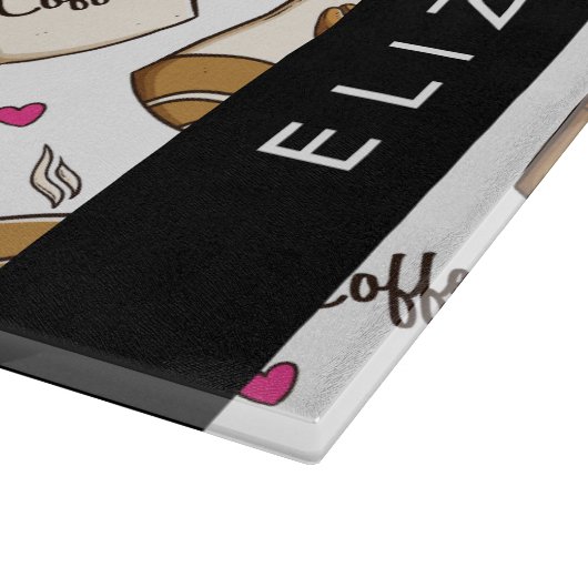 Kaffeekuchen, Kaffeebohnen, Kaffee Lover, Ihr Name Schneidebrett (Ecke)