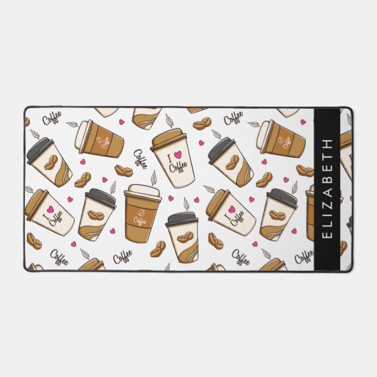 Kaffeekuchen, Kaffeebohnen, Kaffee Lover, Ihr Name Schreibtischunterlage (Vorderseite)