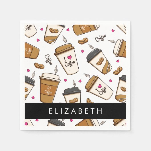 Kaffeekuchen, Kaffeebohnen, Kaffee Lover, Ihr Name Serviette (Vorderseite)