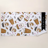 Kaffeekuchen, Kaffeebohnen, Kaffee Lover, Ihr Name Strandtuch (Vorderseite)