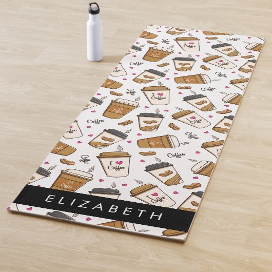 Kaffeekuchen, Kaffeebohnen, Kaffee Lover, Ihr Name Yogamatte (Beispiel)