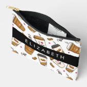 Kaffeekuchen, Kaffeebohnen, Kaffee Lover, Ihr Name Zubehörtasche (Offen)