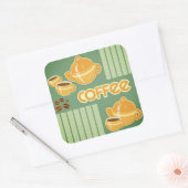 Kaffeekuchen, Kaffeekuchen und Kaffeebohnen Quadratischer Aufkleber (Umschlag)
