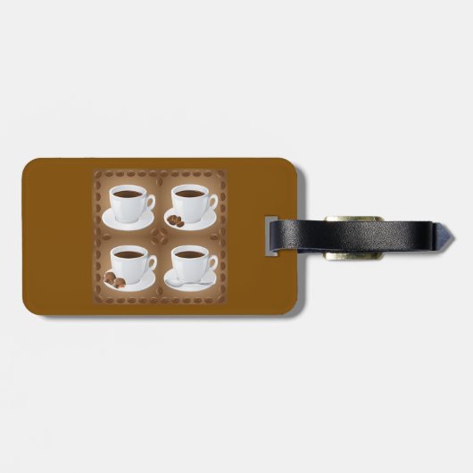 Kaffeekuchen mit Bohnen und Schokolade Gepäckanhänger (Rückseite horizontal)