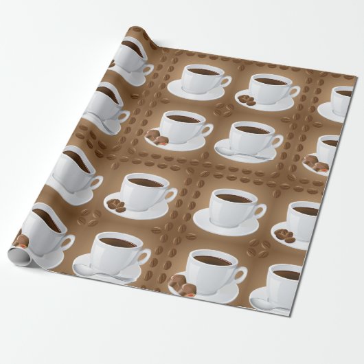 Kaffeekuchen mit Bohnen und Schokolade Geschenkpapier (Ungerollt)