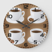 Kaffeekuchen mit Bohnen und Schokolade Große Wanduhr (Vorderseite)