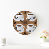 Kaffeekuchen mit Bohnen und Schokolade Große Wanduhr