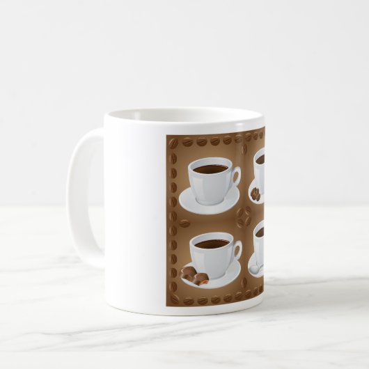 Kaffeekuchen mit Bohnen und Schokolade Kaffeetasse (Vorderseite Links)