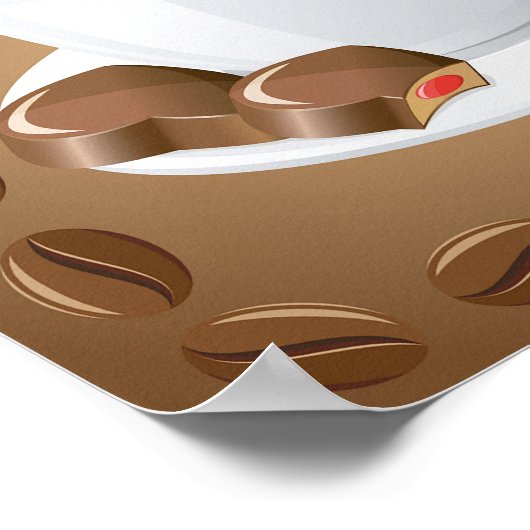 Kaffeekuchen mit Bohnen und Schokolade Poster (Ecke)