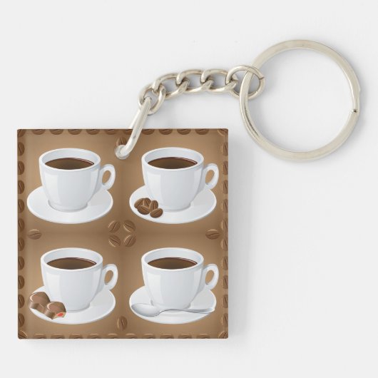 Kaffeekuchen mit Bohnen und Schokolade Schlüsselanhänger (Rückseite)