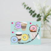 Kaffeekuchen mit Donuts | Vielen Dank Postkarte (Stehend Vorderseite)
