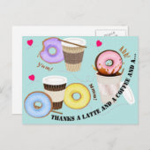 Kaffeekuchen mit Donuts | Vielen Dank Postkarte (Vorne/Hinten)