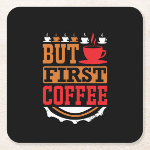 Kaffeekunst, aber erster Kaffee Rechteckiger Pappuntersetzer