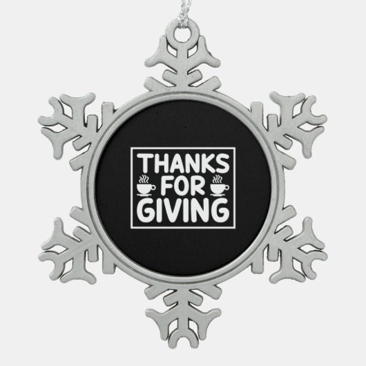 Kaffeekunst danke für die Geschenke Schneeflocken Zinn-Ornament (Vorderseite)
