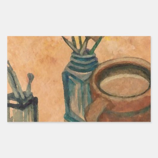 Kaffeekunst - Erste Sache am Morgen Rechteckiger Aufkleber (Vorderseite)