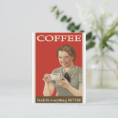 Kaffeekunst Frau Vintage Illustration Postkarte (Stehend Vorderseite)