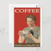 Kaffeekunst Frau Vintage Illustration Postkarte (Vorne/Hinten)