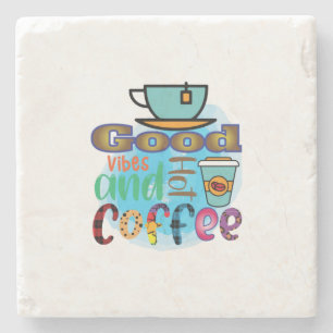 Kaffeekunst Gute Laune und Kaffee Steinuntersetzer