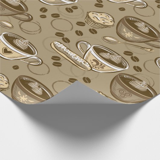 Kaffeekuppel Muster Geschenkpapier (Ecke)