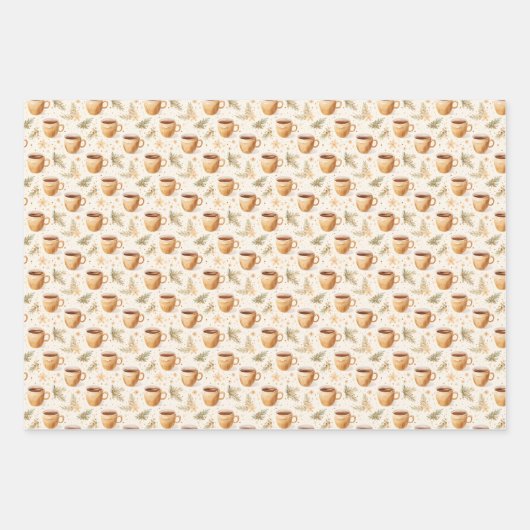 Kaffeekuppen auf Off-White Geschenkpapier Set (Vorderseite 3)
