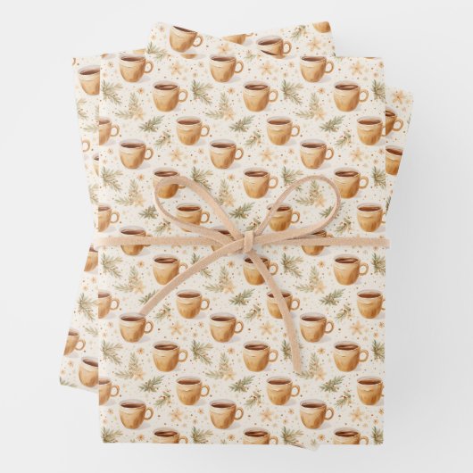 Kaffeekuppen auf Off-White Geschenkpapier Set (Beispiel)