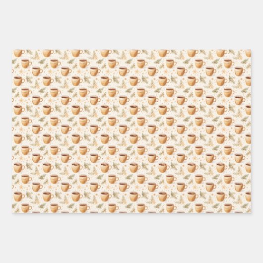 Kaffeekuppen auf Off-White Geschenkpapier Set (Vorderseite)