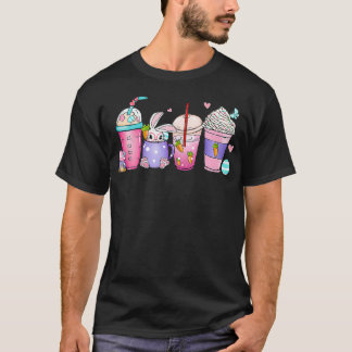 Kaffeekuppen Latte Retro Stil Kaninchen Eier Oster T-Shirt