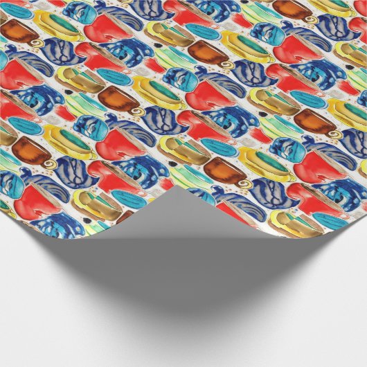 Kaffeekuppen Rotes Abstraktes Wasserfarbmuster Geschenkpapier (Ecke)