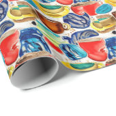 Kaffeekuppen Rotes Abstraktes Wasserfarbmuster Geschenkpapier (Rolleneckpunkt)