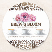 Kaffeekuppen und Blume Runder Pappuntersetzer (Vorderseite)