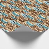 Kaffeekuppen und Bohnen Wasserfarben Muster Geschenkpapier (Ecke)