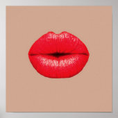 Kaffeekuss Rote Lippen Pop Kunst Poster (Vorne)